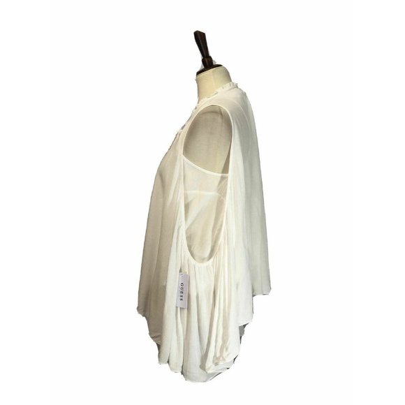 Guess Women's White Kira Convertible Gauze Top size XL - Picture 5 of 13